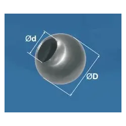 Guľa dutá ø 50mm, otvor ø 27mm, hrúbka steny 2mm Guľa dutá ø 50mm, otvor ø 27mm, hrúbka steny 2mm